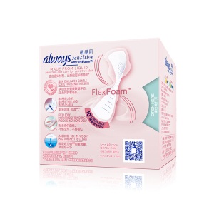 护舒宝Always欧美进口新液体卫生巾敏感肌系列粉色护肤级量多日用/夜用270mm 14片