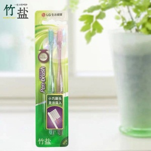 LG竹盐 莹亮纤巧牙刷4只装 小巧刷头深入清洁 专为女性设计 超细软毛 呵护牙龈