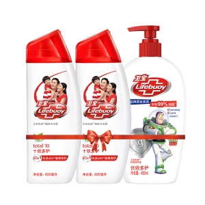 卫宝(Lifebuoy)家庭套装柠柚沁爽沐浴露720mlx2加赠十效多护沐浴露400mlx2或200X4+优效多护洗手液450ml