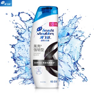 海飞丝洗发水黑亮强韧400ml 持久去屑清爽控油滋养 乌黑强韧型 去屑