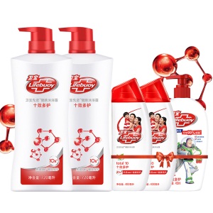 卫宝(Lifebuoy)家庭套装十效多护沐浴露720mlx2赠十效多护沐浴露400mlx2或200X4+优效多护洗手液450ml