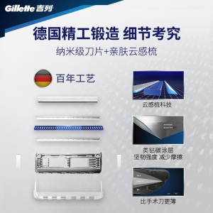 吉列（Gillette） 剃须刀刮胡刀手动 吉利云感小云刀组合装（1刀架2刀头+磁力底座+80g洗面奶洁面乳）