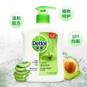 滴露Dettol健康抑菌洗手液植物呵护500g 抑菌99.9% 儿童洗手液