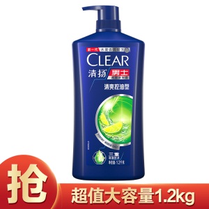 清扬(CLEAR)男士去屑洗发水超值装清爽控油型1.2kg