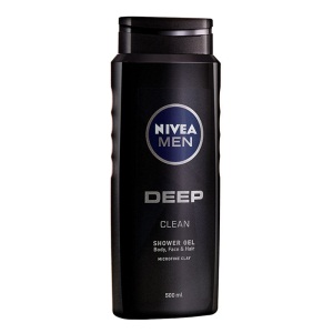 妮维雅(NIVEA)男士深黑DEEP矿泥醒体沐浴露500ml(沐浴液 德国进口 去角质)