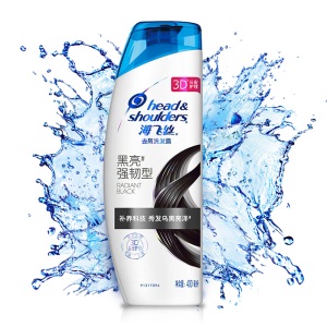 海飞丝洗发水黑亮强韧400ml 持久去屑清爽控油滋养 乌黑强韧型 去屑
