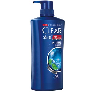 清扬(CLEAR)洗发水 男士去屑洗发露活力运动薄荷型500g(新老包装随机发)(氨基酸洗发)