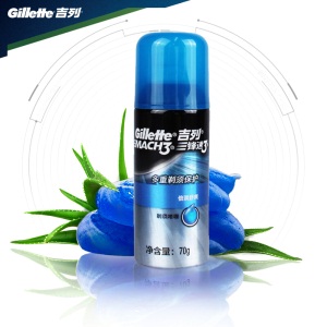 吉列（Gillette） 手动剃须泡沫刮胡膏 吉利 倍润舒爽 锋速3剃须啫喱70g