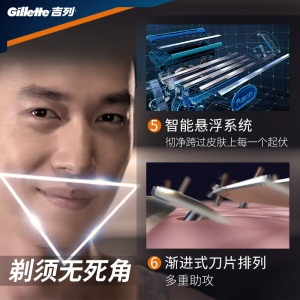 吉列（Gillette） 剃须刀刮胡刀手动 吉利 5层超薄刀片 锋隐致顺（8刀头）（此商品不含刀架）