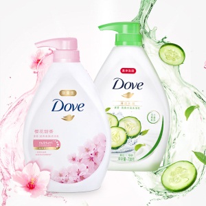 多芬（Dove）沐浴露套装 樱花甜香730g+清透水润730g+送樱花甜香补充装400g