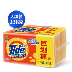 汰渍 Tide 全效洁净洗衣皂（柠檬清香）238g*2*18 超值装36块 整箱装 透明皂 肥皂
