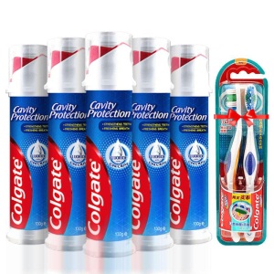 高露洁（Colgate）直立式牙膏牙刷套装（直立式×5+牙刷×2）牙膏牙刷随机发货