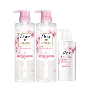 多芬(Dove)洗发水 樱花香 植萃 柔顺盈润洗发露470ml*2+护发素280ml