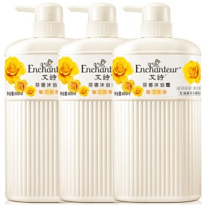 艾诗（Enchanteur）沐浴露套装女长效留香淋浴露 魅力花香650ml*3