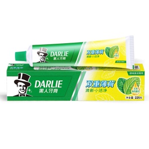 黑人（DARLIE）双重薄荷牙膏225g 清新口气 防蛀固齿（新旧包装随机发放）