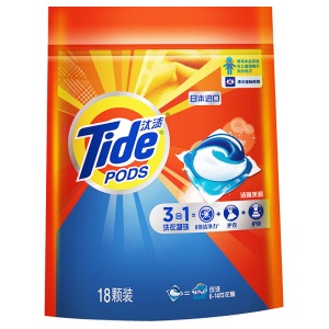 汰渍 Tide 洁净护衣护色洗衣凝珠（洁雅茉莉香）18颗/袋 日本进口 浓缩配方洗衣球