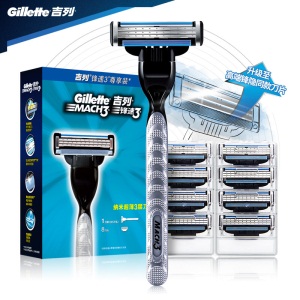 吉列（Gillette） 剃须刀刮胡刀手动 吉利 京东豪华装 锋速3经典（1刀架+9刀头）