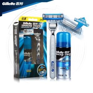 吉列（Gillette） 剃须刀刮胡刀手动 吉利 优惠装 锋速3突破（1刀架1刀头+70g剃须啫喱）