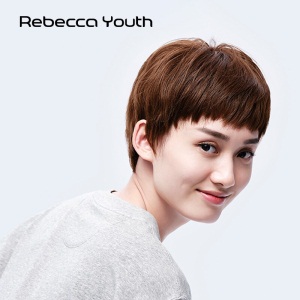 瑞贝卡(rebecca)假发女短发短直发全真人发精灵刘海马伊琍同款时尚头套 M1B/D2：棕黑色（全真人发机制加手织头旋工艺）