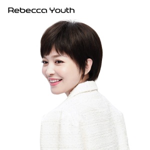 瑞贝卡(Rebecca)假发纹理女短发短直发斜刘海全真人辫子发半手织工艺时尚主播头套 NH1B：自然色(辫子发半手织工艺)