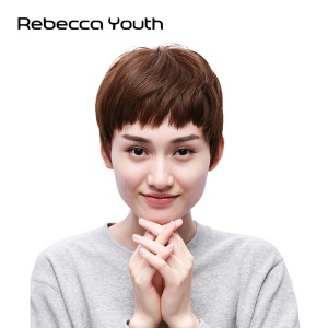 瑞贝卡(rebecca)假发女短发短直发全真人发精灵刘海马伊琍同款时尚头套 M1B/D2：棕黑色（全真人发机制加手织头旋工艺）