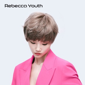 瑞贝卡(rebecca)真发假发女短发短直发时尚帅气灰色造型齐斜刘海整顶假发套 灰棕色(机制加手织头旋工艺)