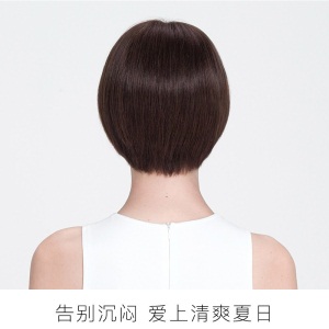 瑞贝卡假发全真人发女短发短直发齐刘海BoBo头逼真时尚全手织工艺宋慧乔同款头套 4:浅棕色（全真人发全手织工艺）