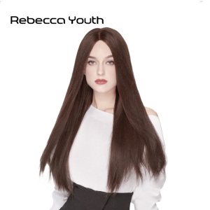 瑞贝卡(rebecca)假发女神黑长直发全真人发空气刘海披肩及腰长发全手织工艺头套 1B:自然黑(全手织工艺发长68cm刘海款)