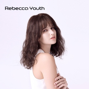 瑞贝卡（Rebecca）假发女空气刘海水波纹中长卷发全真人发潮流时尚半手织头套 2:深棕色（全真人发半手织水波纹中长发）