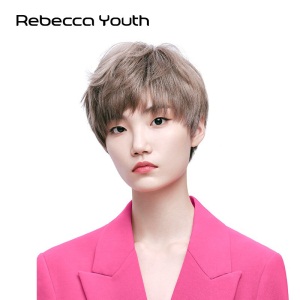 瑞贝卡(rebecca)真发假发女短发短直发时尚帅气灰色造型齐斜刘海整顶假发套 灰棕色(机制加手织头旋工艺)