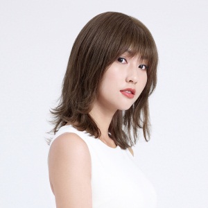 瑞贝卡假发女中长直发尾内扣空气刘海全真人发手织辛芷蕾同款头套 8C:褐咖色 （全真人发半手织工艺）