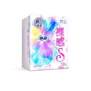 苏菲Sofy 极上裸感S极薄棉柔超柔软超长超薄量多夜用卫生巾290mm 12片