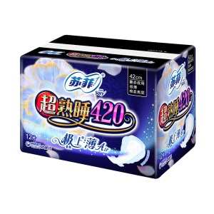 苏菲Sofy 超熟睡极上薄AIR棉柔瞬吸超长量多夜用超薄卫生巾420mm 12片