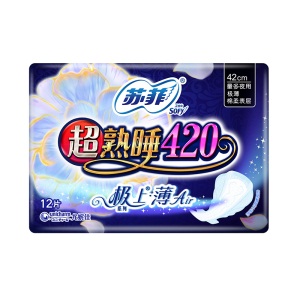 苏菲Sofy 超熟睡极上薄AIR棉柔瞬吸超长量多夜用超薄卫生巾420mm 12片