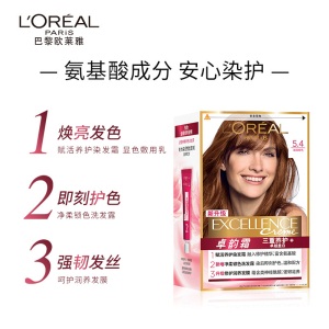 欧莱雅(LOREAL)卓韵霜护发染发霜＃5.4(浅铜棕色)(深棕色系 不伤发染发膏 染发剂 遮白盖白 男女通用)