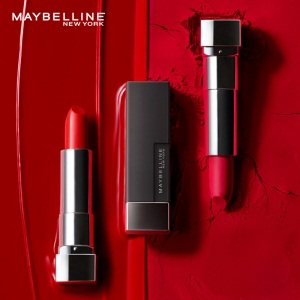 美宝莲 MAYBELLINE 黑魔方绝色持久唇膏 雾感哑光 609 罂粟红 3.9g（口红易上色显色持久）