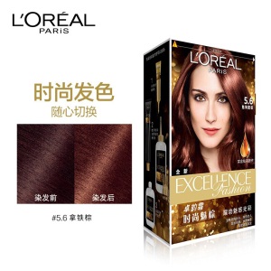 欧莱雅(LOREAL)卓韵霜时尚魅棕染发霜＃5.6(魅绚蜜棕 浅棕色系)(染发膏染发剂流行色家用染发)