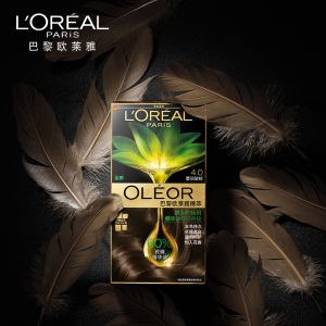 欧莱雅（LOREAL）臻萃植物精华油染发霜 4.0 墨羽黛棕（天然植萃 无氨遮白 花香型）