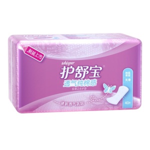 护舒宝(Whisper)超薄 透气纯棉感卫生护垫 无香 40片 (清爽)