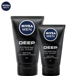 妮维雅(NIVEA)男士深黑DEEP控油保湿洁面泥100g+50g洗面奶套装 （护肤化妆品）