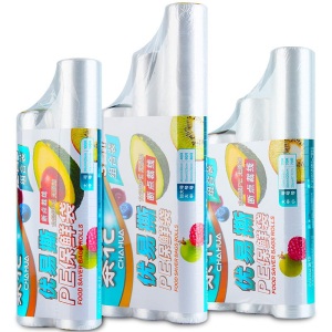 茶花保鲜袋一次性点断式食品PE收纳袋冰箱保鲜微波解冻优易撕 【210只】大中小 各70只