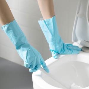 茶花洗碗洗衣橡胶手套耐用防水乳胶胶皮手套 （颜色随机）清洁厨房家务手套 常规款（S号）