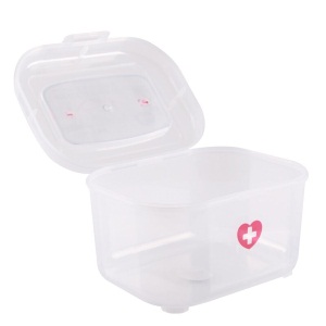 茶花 塑料收纳箱提把收纳盒百纳储物箱居家保健医药箱小药盒子 2.3L 2.3L-透明