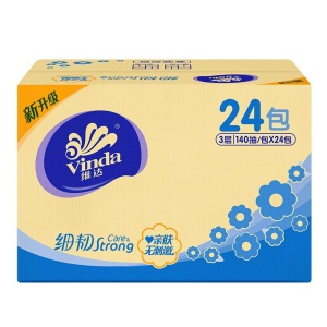 维达（Vinda）满199减100 细韧抽纸3层140抽24包 软抽面巾纸餐巾纸卫生纸巾抽