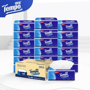 得宝（Tempo）加厚抽纸4层90抽18包 德宝纸抽面巾纸餐巾纸卫生纸巾抽 整箱装