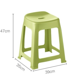 茶花贝壳凳子47cm塑料椅子加厚型防滑凳家用客厅浴室凳高方凳弧形凳餐桌凳 绿色