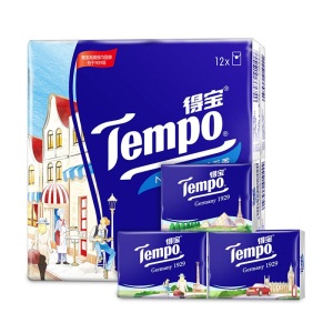 得宝（tempo）迷你印花纸手帕7片12包 迷你面巾纸餐巾纸德宝纸巾便携式（天然无香）
