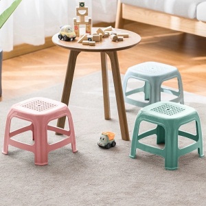 茶花儿童凳子浴室凳塑料藤面家用凳子时尚茶几凳小板凳换鞋凳 蓝色【1个装】