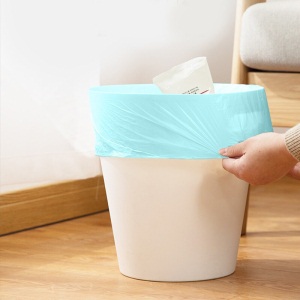 茶花垃圾袋45*50cm(100只)加厚平底式可分类干湿分离用废纸篓袋家用垃圾桶塑料袋 浅蓝色