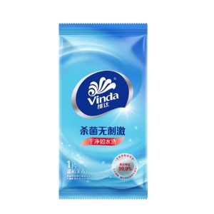 维达 成人去菌消毒湿纸巾 10片*10包 （共100片）单片独立小包装纸品手帕纸 浅蓝色